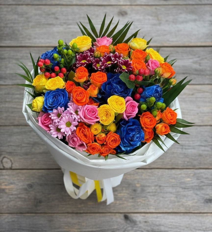 Букет цветов из: Розы и Хризантемы в Кузнечное