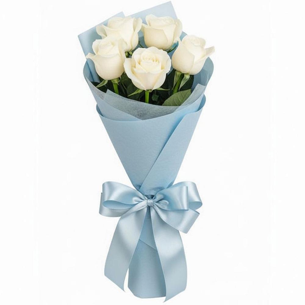 Букет 5 Белых роз Проуд в Кузнечное