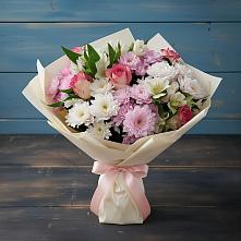 Букет цветов из:  Хризантемы, Альстромерии и Розы #REPLACE_PRED# Кузнечное