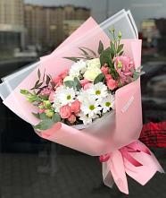 Букет цветов из:  Розы, Лизиантусы и Хризантемы в Кузнечное