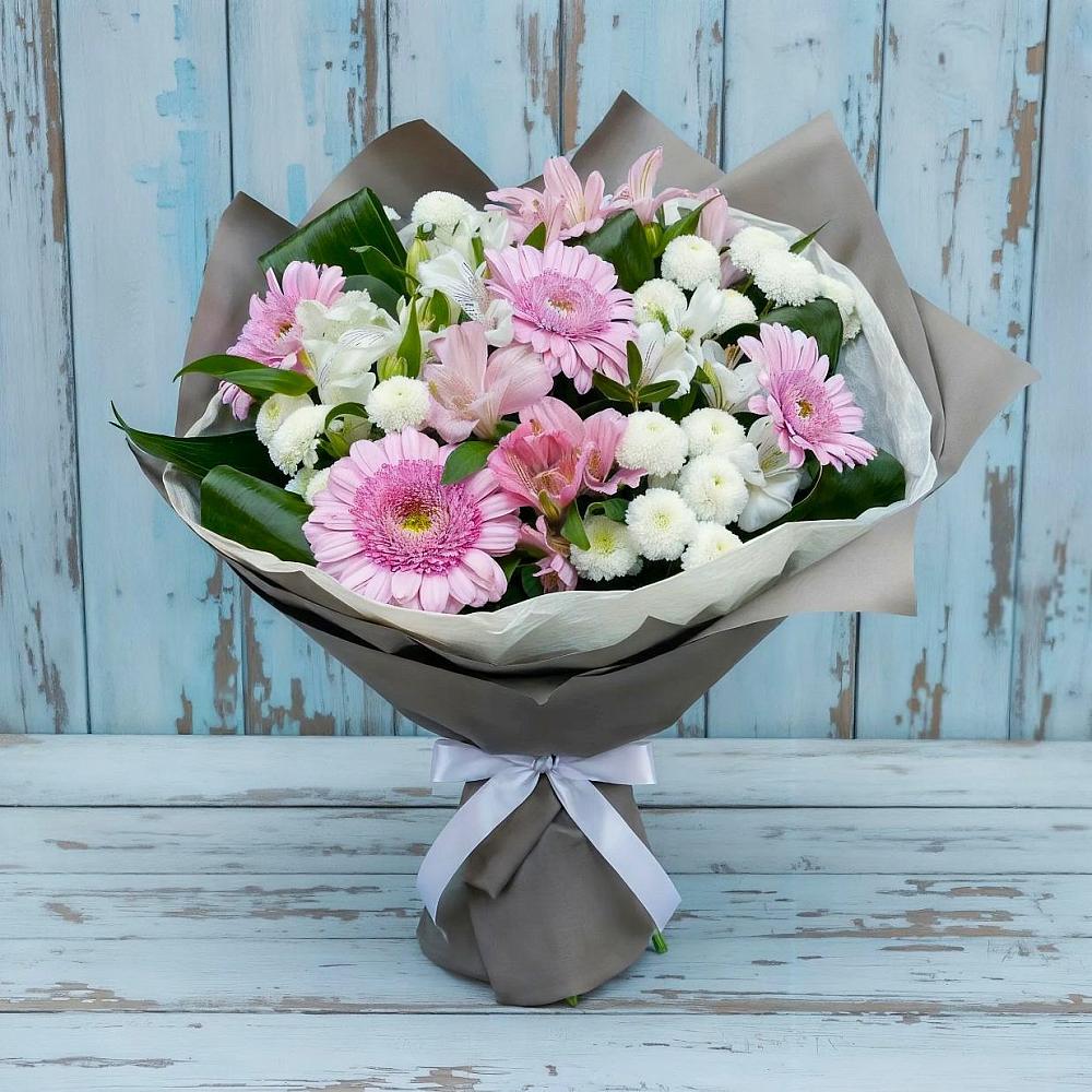Букет цветов из: Герберы, Альстромерии и Хризантемы в Кузнечное