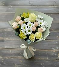 Букет цветов из:  Альстромерии, Розы и Хризантемы в Кузнечное