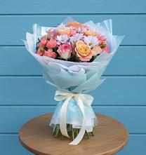 Букет цветов из:  Хризантемы и Розы в Кузнечное