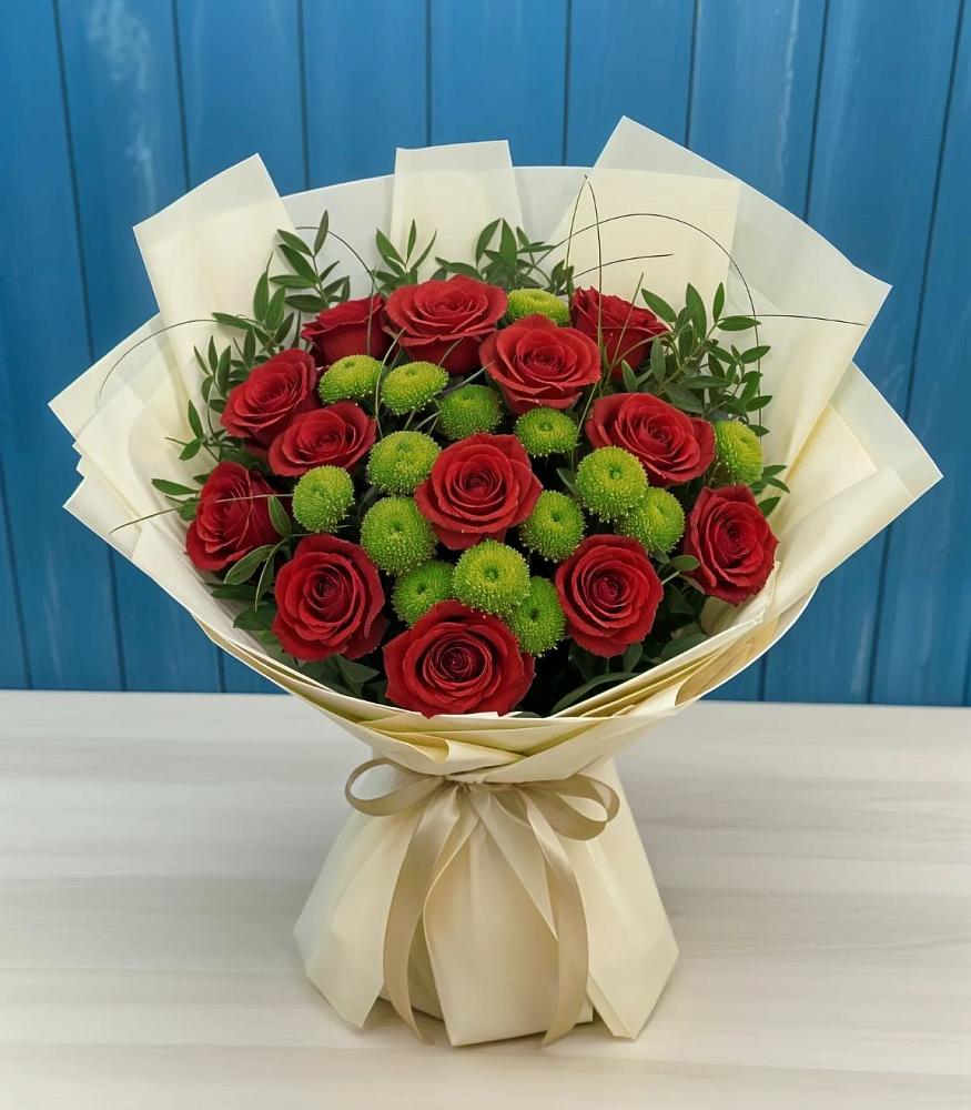 Букет цветов из: Розы и Хризантемы в Кузнечное